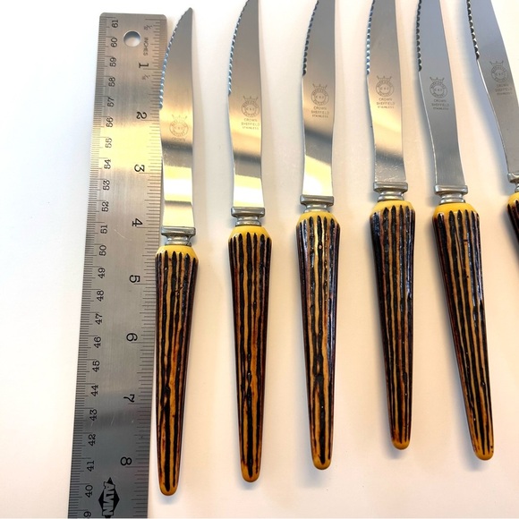 Crown Sheffield Stainless Steel Bakelite Antler Handled Steak Meat Knife… - Picture 9 of 13